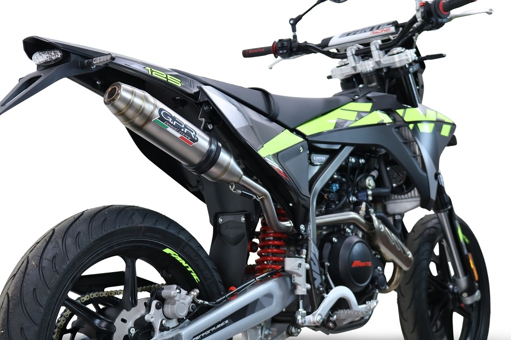 GPR auspuff kompatibel mit  Fantic Motor XEF 125 2025-2026, Deeptone Inox, Racing Slip-on, inkl. Verbindungsrohr, herausnehmbarem DB-Killer, ohne ABE 