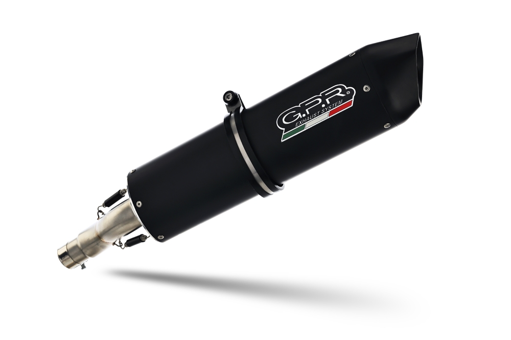 GPR auspuff kompatibel mit  Moto Guzzi V85 TT 2021-2024, Furore Nero, Rennauspuff, mit Verbindungsrohren, Artikel ohne Genehmigung 