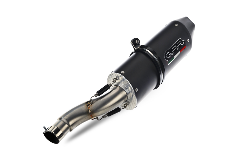 GPR auspuff kompatibel mit  Moto Guzzi V85 TT 2021-2024, Furore Nero, Rennauspuff, mit Verbindungsrohren, Artikel ohne Genehmigung 