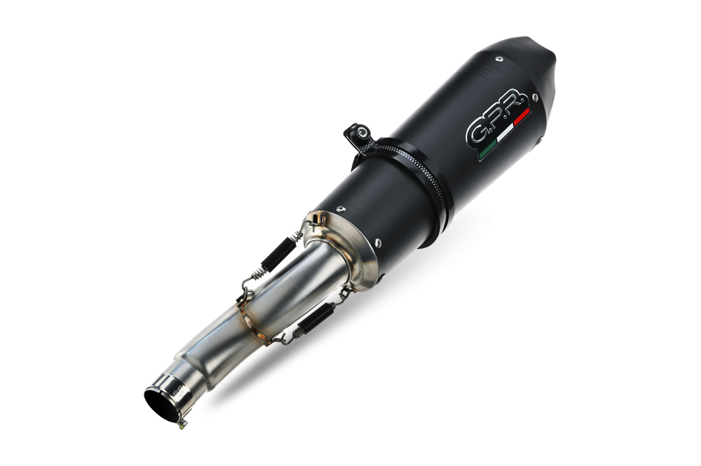 GPR auspuff kompatibel mit  Ducati Hypermotard 1100 -1100 Evo  2007-2012, New Grand Prix Evo Black Titanium, Doppelt homologierter legaler Slip-On-Auspuff mit ABE, einschließlich abnehmbarer DB-Killer und verbindungsrohre 