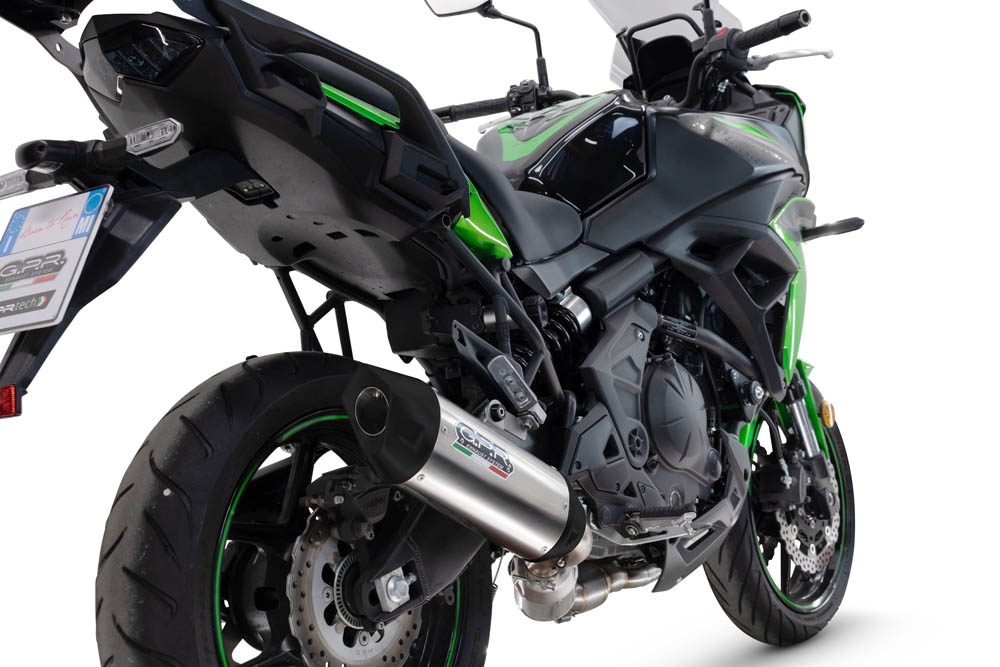 GPR auspuff kompatibel mit  Kawasaki Versys 650 2023-2025, Furore-X Titanio, Homologierte auspuff für lärm mit verbindungsrohr und katalysator 