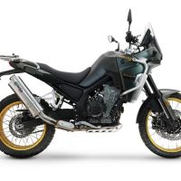 GPR auspuff kompatibel mit  Kove 800X 2024-2026, Dune Triovale Titanio, Zugelassener legaler Slip-On-Auspuff mit Abe, einschließlich abnehmbarem DB-Killer und Verbindungsrohr 