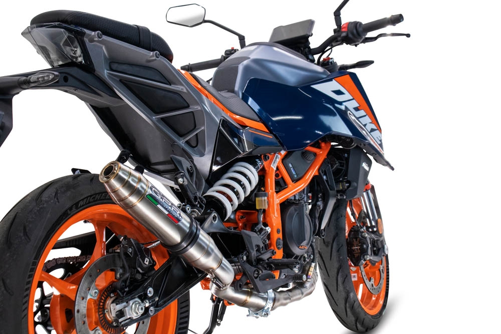 GPR auspuff kompatibel mit  Ktm Duke 250 2024-2025, Deeptone Inox, Zugelassener legaler Slip-On-Auspuff mit Abe, einschließlich abnehmbarem DB-Killer und Verbindungsrohr 