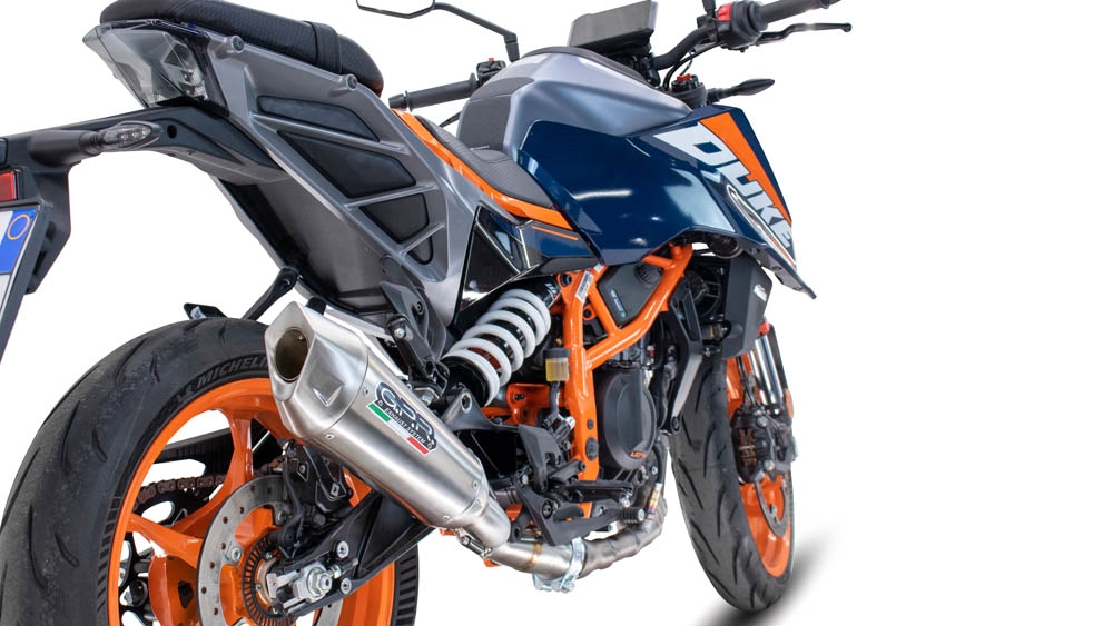 GPR auspuff kompatibel mit  Ktm Duke 250 2024-2025, GP-Revo Titanium, Zugelassener legaler Slip-On-Auspuff mit Abe, einschließlich abnehmbarem DB-Killer und Verbindungsrohr 