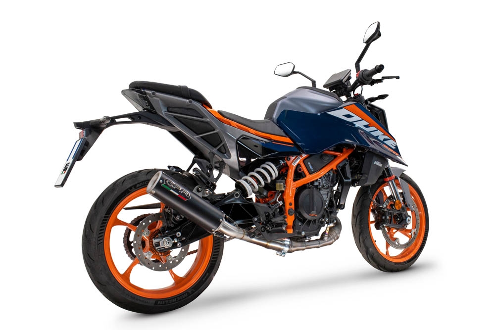 GPR auspuff kompatibel mit  Ktm Duke 125 2024-2025, M3 Black Titanium, Zugelassener legaler Slip-On-Auspuff mit Abe, einschließlich abnehmbarem DB-Killer und Verbindungsrohr 
