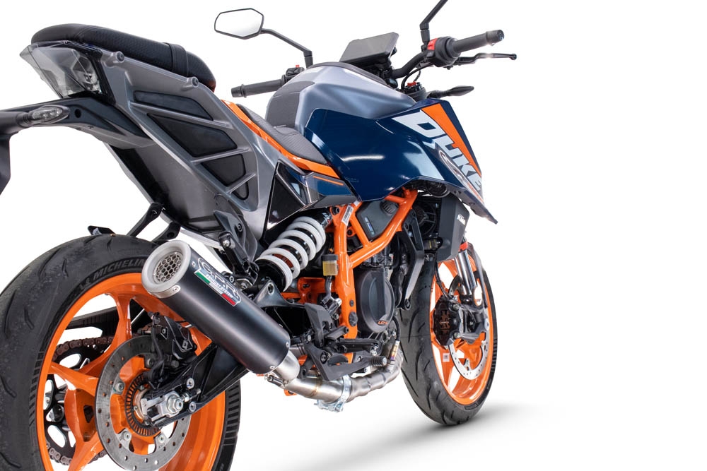 GPR auspuff kompatibel mit  Ktm Duke 125 2024-2025, M3 Black Titanium, Zugelassener legaler Slip-On-Auspuff mit Abe, einschließlich abnehmbarem DB-Killer und Verbindungsrohr 