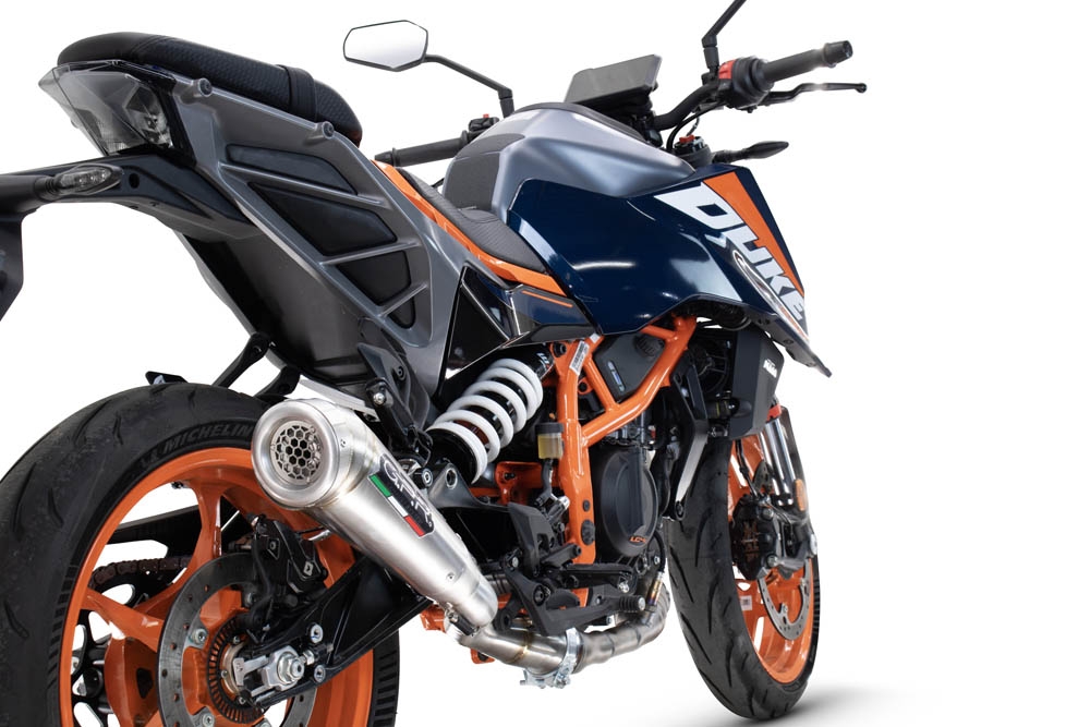GPR auspuff kompatibel mit  Ktm Duke 390 2024-2025, Powercone Evo, Zugelassener legaler Slip-On-Auspuff mit Abe, einschließlich abnehmbarem DB-Killer und Verbindungsrohr 
