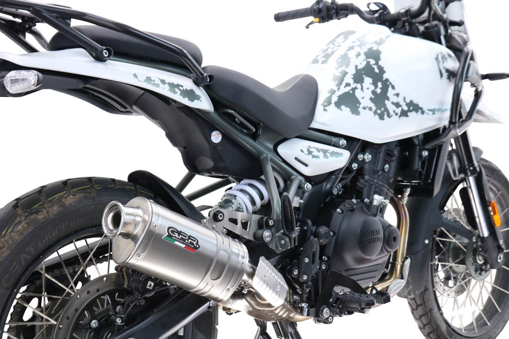 GPR auspuff kompatibel mit  Royal Enfield Himalayan 450  2024-2025, Dune Triovale Titanio, Zugelassener legaler Slip-On-Auspuff mit Abe, einschließlich abnehmbarem DB-Killer und Verbindungsrohr 