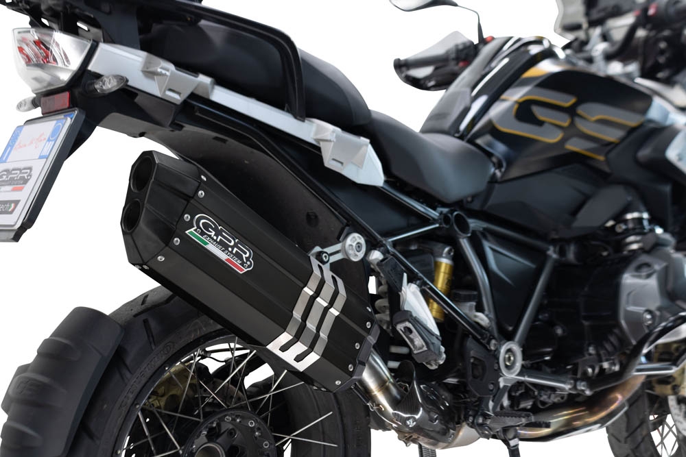 GPR auspuff kompatibel mit  Bmw R 1250 Gs Adventure 2021-2024, Hyper Sonic Black Titanium, Zugelassener legaler Slip-On-Auspuff mit Abe, einschließlich abnehmbarem DB-Killer und Verbindungsrohr 