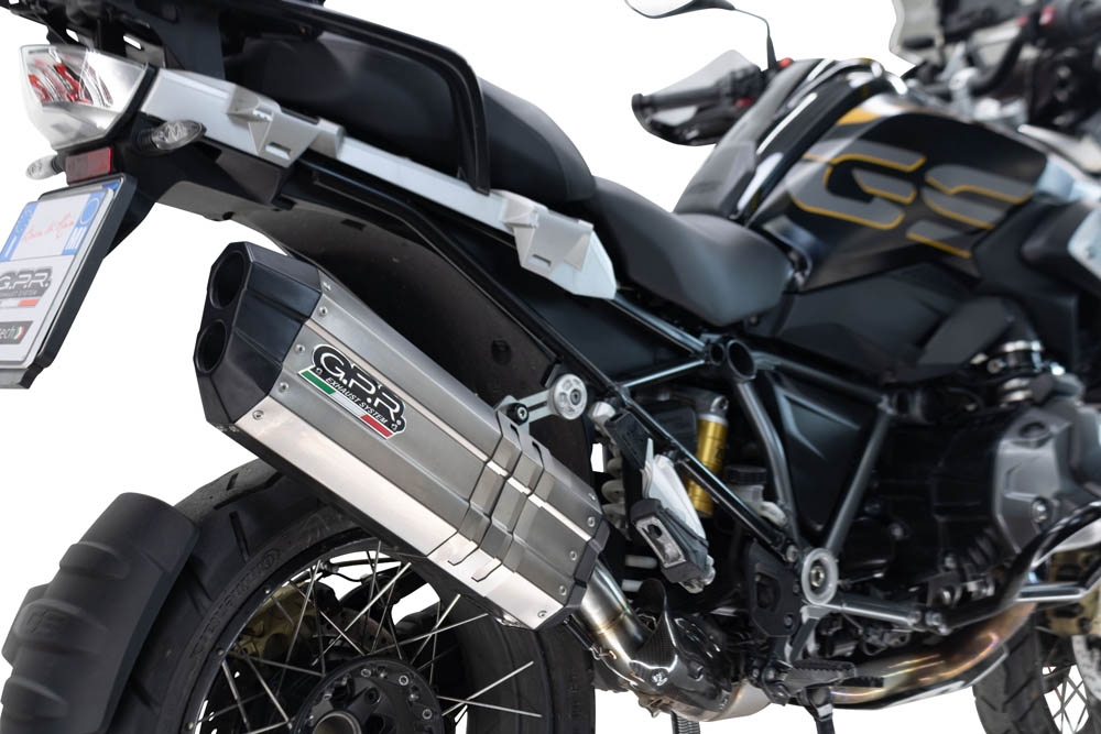 GPR auspuff kompatibel mit  Bmw R 1250 Gs 2019-2020, Hyper Sonic Titanium, Zugelassener legaler Slip-On-Auspuff mit Abe, einschließlich abnehmbarem DB-Killer und Verbindungsrohr 