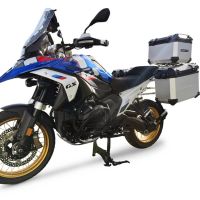 GPR TECH Bmw R 1300 GS 2023/2025 Triptychon-Kit in silberner Farbe, mit Topcase 45 Lt + Seitenkoffer 38 Lt + 38 Lt + allgemeiner Gepäckträger Topcase-Kapazität 45 l + Seitenkoffer-Kapazität 38 l + 38 l