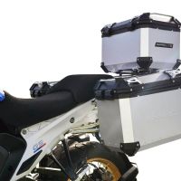 GPR TECH Bmw R 1300 GS 2023/2025 Triptychon-Kit in silberner Farbe, mit Topcase 45 Lt + Seitenkoffer 38 Lt + 38 Lt + allgemeiner Gepäckträger Topcase-Kapazität 45 l + Seitenkoffer-Kapazität 38 l + 38 l