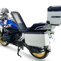 GPR TECH Bmw R 1300 GS Adventure 2023/2025 Triptychon-Kit in silberner Farbe, mit Topcase 45 Lt + Seitenkoffer 38 Lt + 38 Lt + allgemeiner Gepäckträger Topcase-Kapazität 45 l + Seitenkoffer-Kapazität 38 l + 38 l