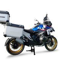 GPR TECH Bmw R 1300 GS 2023/2025 Triptychon-Kit in silberner Farbe, mit Topcase 35 Lt + Seitenkoffer 38 Lt + 38 Lt + allgemeiner Gepäckträger Topcase-Kapazität 35 l + Seitenkoffer-Kapazität 38 l + 38 l