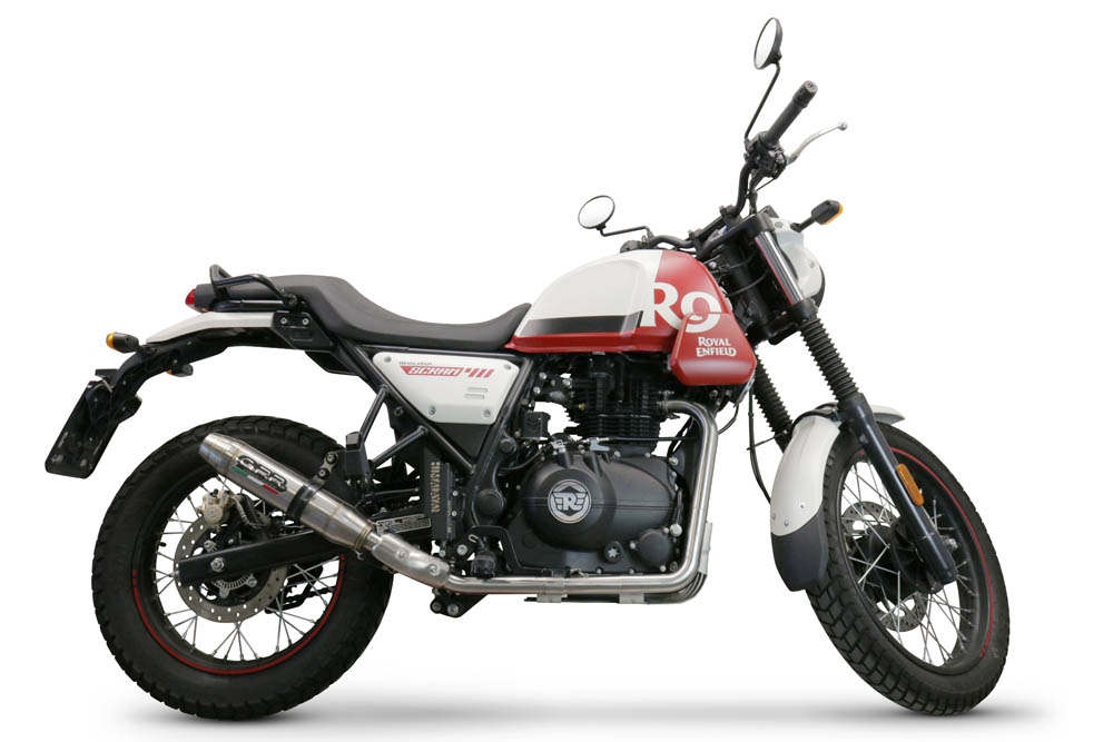 GPR auspuff kompatibel mit  Royal Enfield Scram 411 2022-2024, Deeptone Inox, Rennauspuff, mit Verbindungsrohren, Artikel ohne Genehmigung 