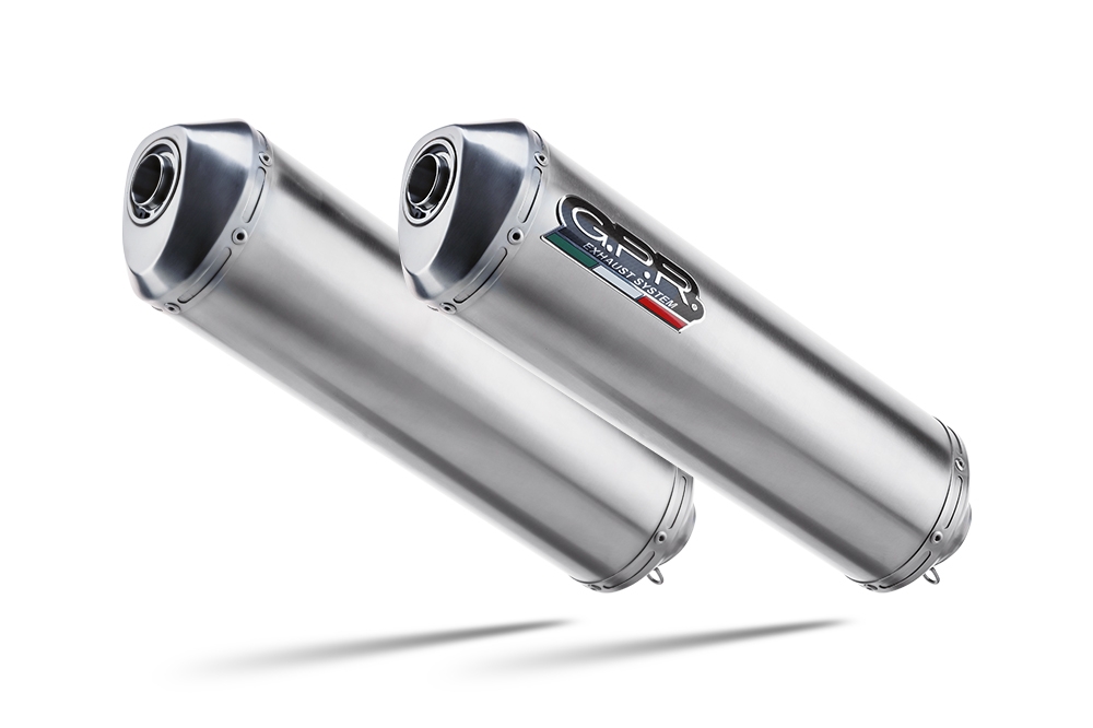 GPR auspuff kompatibel mit  Cagiva Raptor 1000 2000-2003, Satinox , Doppelt homologierter legaler Slip-On-Auspuff mit ABE, einschließlich abnehmbarer DB-Killer und verbindungsrohre 