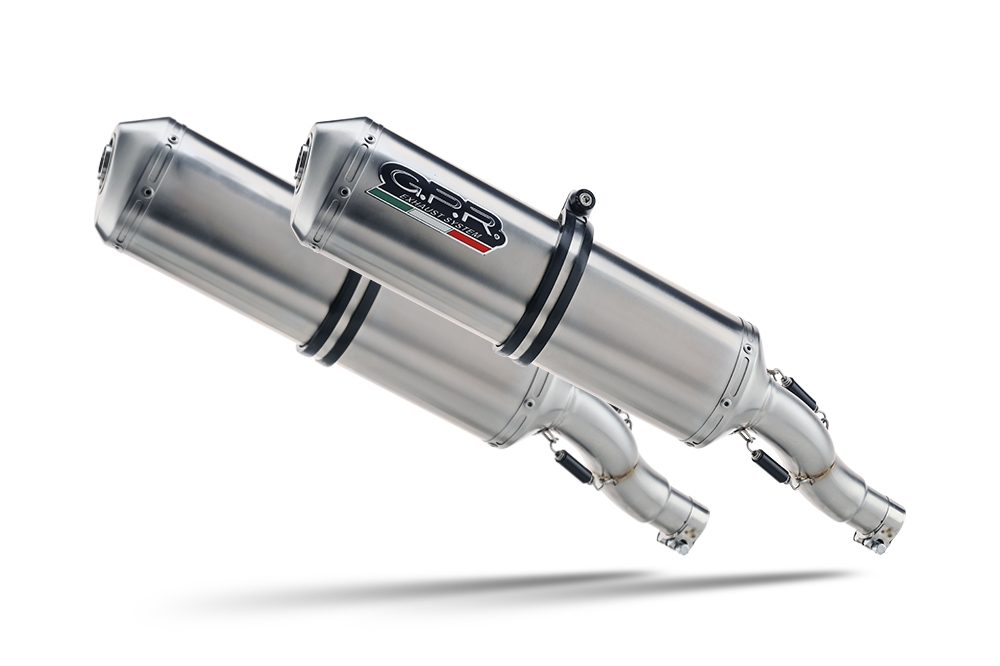 GPR auspuff kompatibel mit  Aprilia Pegaso Strada 650 2005-2011, Satinox, Doppelt homologierter legaler Slip-On-Auspuff mit ABE, einschließlich abnehmbarer DB-Killer und verbindungsrohre 