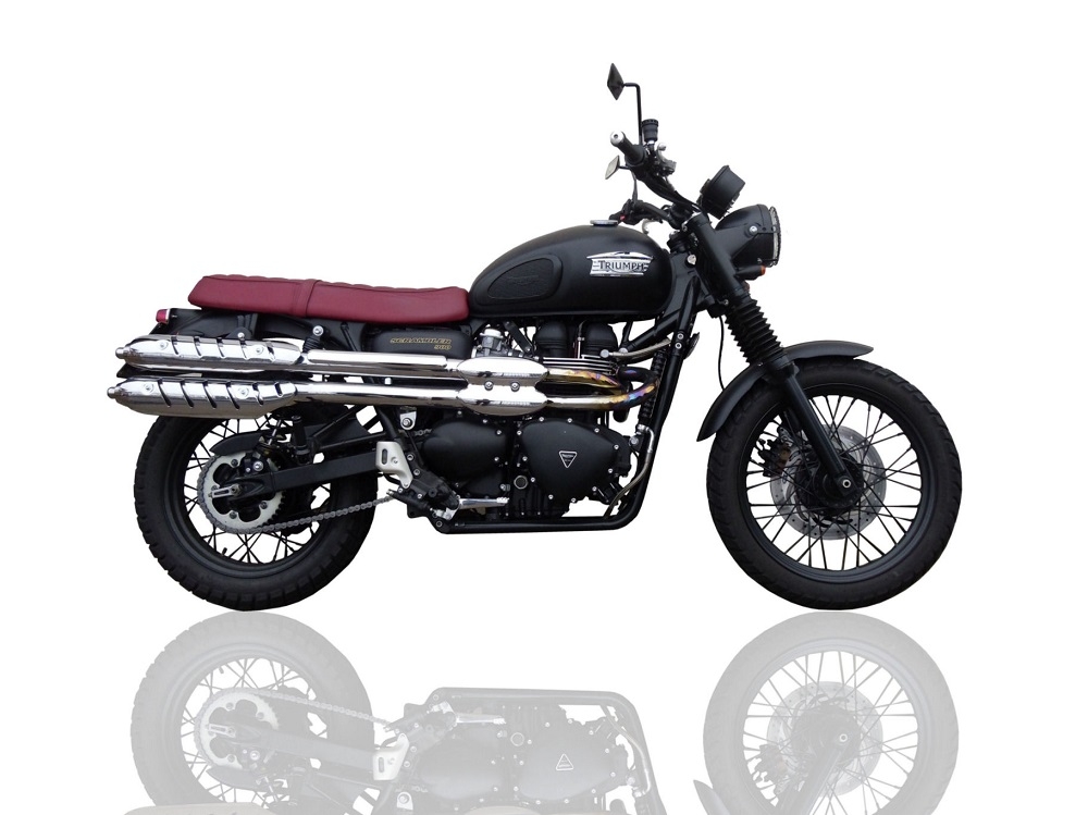GPR auspuff kompatibel mit  Triumph Scrambler 900 2006-2014, Deeptone Inox, Doppelt homologierter legaler Slip-On-Auspuff mit ABE, einschließlich abnehmbarer DB-Killer und verbindungsrohre 