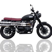GPR auspuff kompatibel mit  Triumph Scrambler 900 2006-2014, Deeptone Inox, Doppelt homologierter legaler Slip-On-Auspuff mit ABE, einschließlich abnehmbarer DB-Killer und verbindungsrohre 