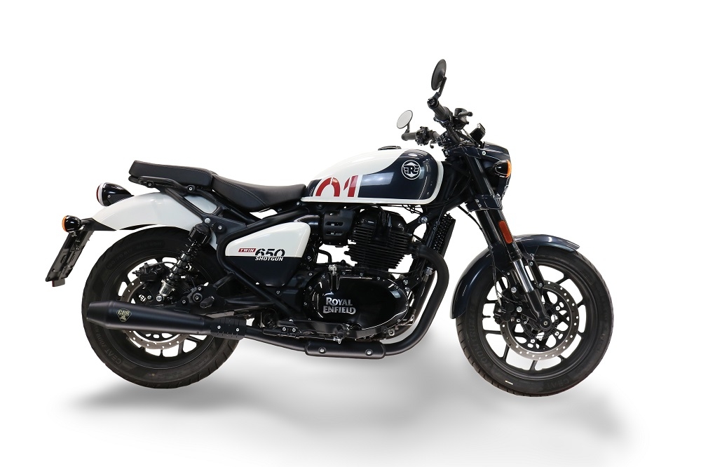 GPR auspuff kompatibel mit  Royal Enfield Shotgun 650 2024-2025, Ultracone Black, Doppelter Rennauspuff, mit Verbindungsrohren, Artikel ohne Genehmigung 