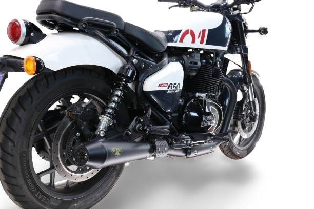 GPR auspuff kompatibel mit  Royal Enfield Shotgun 650 2024-2025, Ultracone Black, Doppelter Rennauspuff, mit Verbindungsrohren, Artikel ohne Genehmigung 