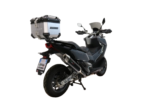 GPR TECH Sym ADX TG 400 2024/2026 e5 Plus Topcase aus Aluminium, silberfarben mit spezifischer Platte inklusive Kapazität Liter 26