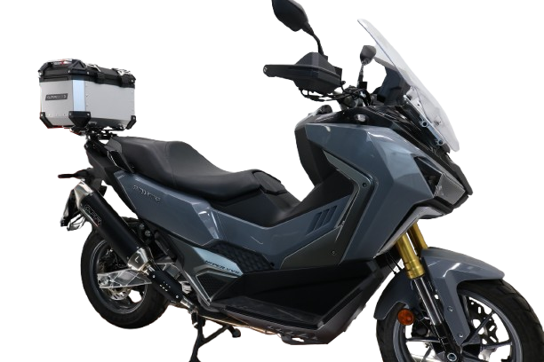 GPR TECH Sym ADX TG 400 2024/2026 e5 Plus Topcase aus Aluminium, silberfarben mit spezifischer Platte inklusive Kapazität Liter 26