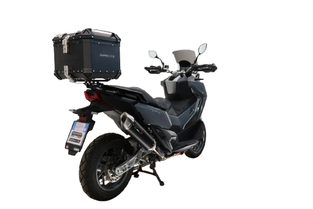 GPR TECH Sym ADX TG 400 2024/2026 e5 Plus Topcase aus Aluminium, schwarze Farbe mit spezifischer Platte enthalten Kapazität Liter 35