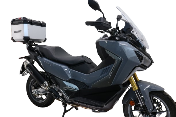 GPR TECH Sym ADX TG 400 2024/2026 e5 Plus Topcase aus Aluminium, silberfarben mit spezifischer Platte inklusive Kapazität Liter 35