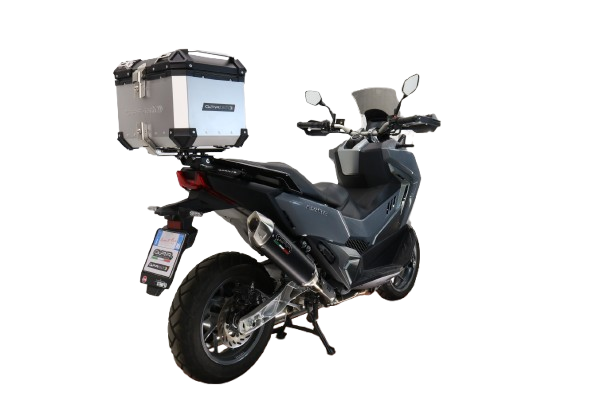 GPR TECH Sym ADX TG 400 2024/2026 e5 Plus Topcase aus Aluminium, silberfarben mit spezifischer Platte inklusive Kapazität Liter 35