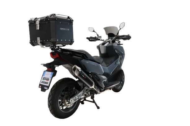 GPR TECH Sym ADX TG 400 2024/2026 e5 Plus Topcase aus Aluminium, schwarze Farbe mit spezifischer Platte enthalten Kapazität Liter 45