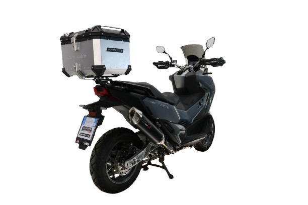 GPR TECH Sym ADX TG 400 2024/2026 e5 Plus Topcase aus Aluminium, silberfarben mit spezifischer Platte inklusive Kapazität Liter 45