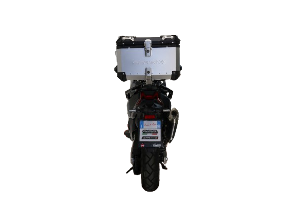 GPR TECH Sym ADX TG 400 2024/2026 e5 Plus Topcase aus Aluminium, silberfarben mit spezifischer Platte inklusive Kapazität Liter 45