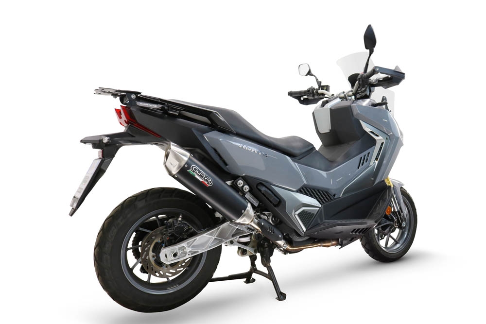 GPR auspuff kompatibel mit  Sym ADX TG 400 2024-2026, Furore-X Scooter, Slip-on-Auspuff zugelassen für Nicht-EU-Märkte, einschließlich Verbindungsrohr und abnehmbarem DB-Killer 