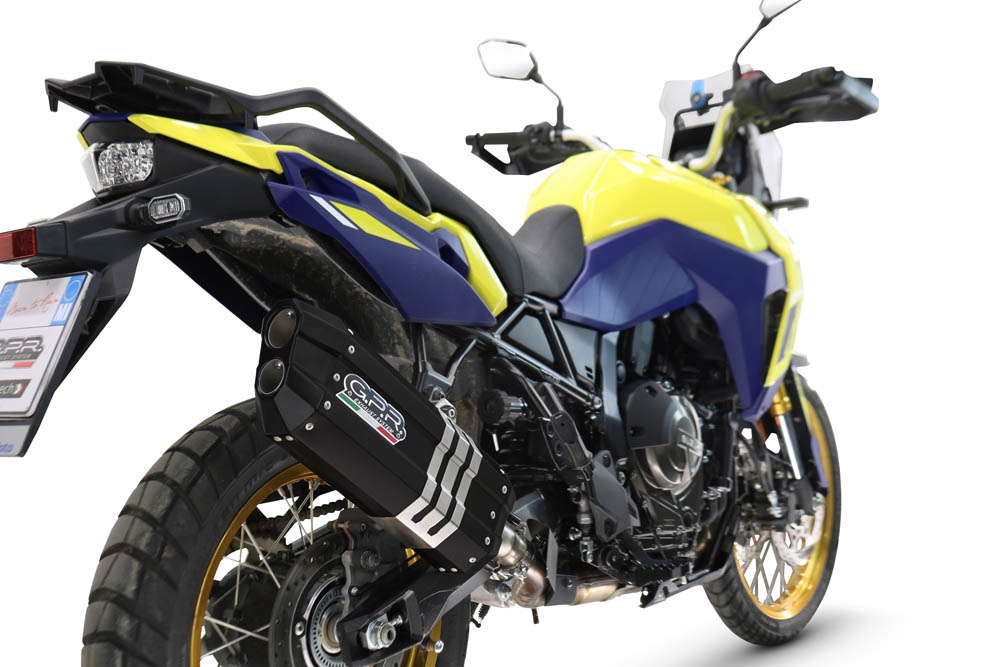 GPR auspuff kompatibel mit  Suzuki V-STROM DL 800 DE - SE 2023-2025, Hyper Sonic Black Titanium, Zugelassener legaler Slip-On-Auspuff mit Abe, einschließlich abnehmbarem DB-Killer und Verbindungsrohr 