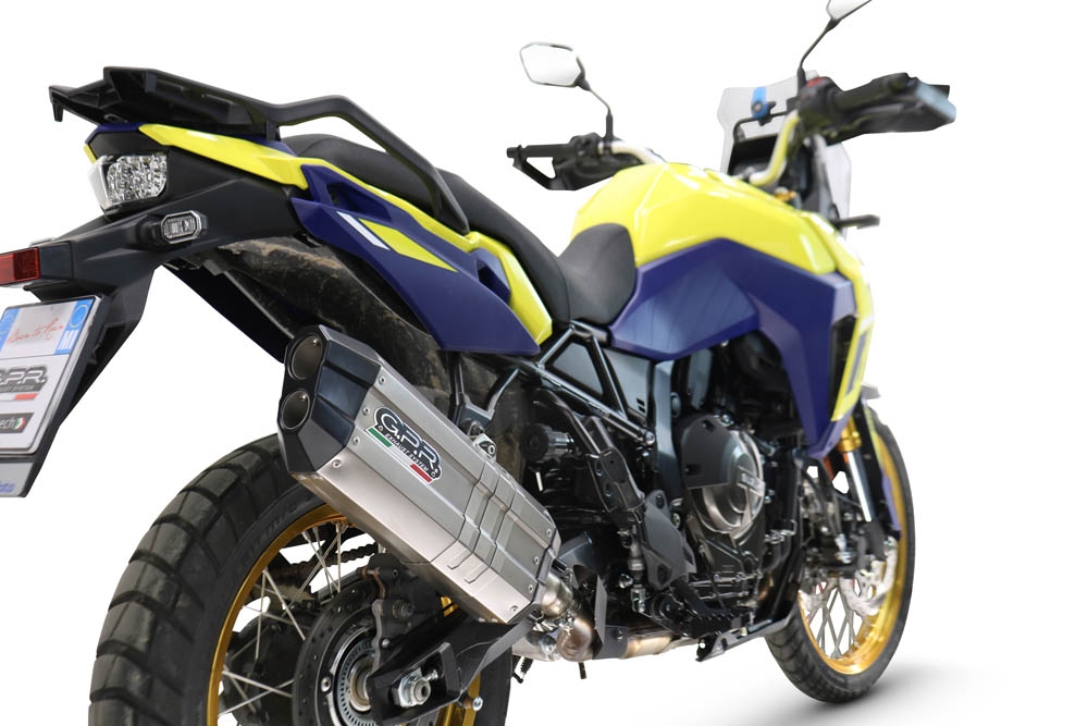 GPR auspuff kompatibel mit  Suzuki V-STROM DL 800 DE - SE 2023-2025, Hyper Sonic Titanium, Zugelassener legaler Slip-On-Auspuff mit Abe, einschließlich abnehmbarem DB-Killer und Verbindungsrohr 