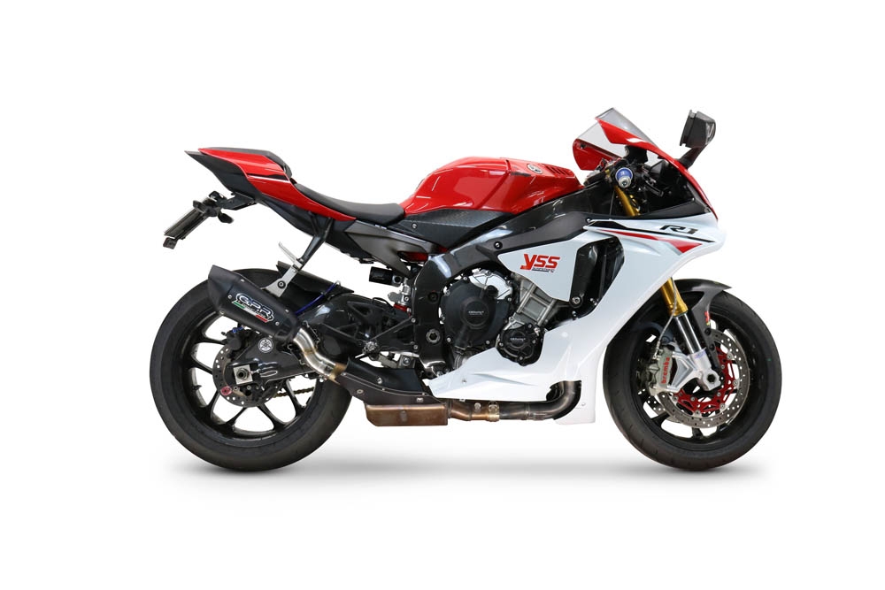 GPR auspuff kompatibel mit  Yamaha Yzf R1-R1-M 2020-2025, GP-Revo Black Titanium, Zugelassener legaler Slip-On-Auspuff mit Abe, einschließlich abnehmbarem DB-Killer und Verbindungsrohr 