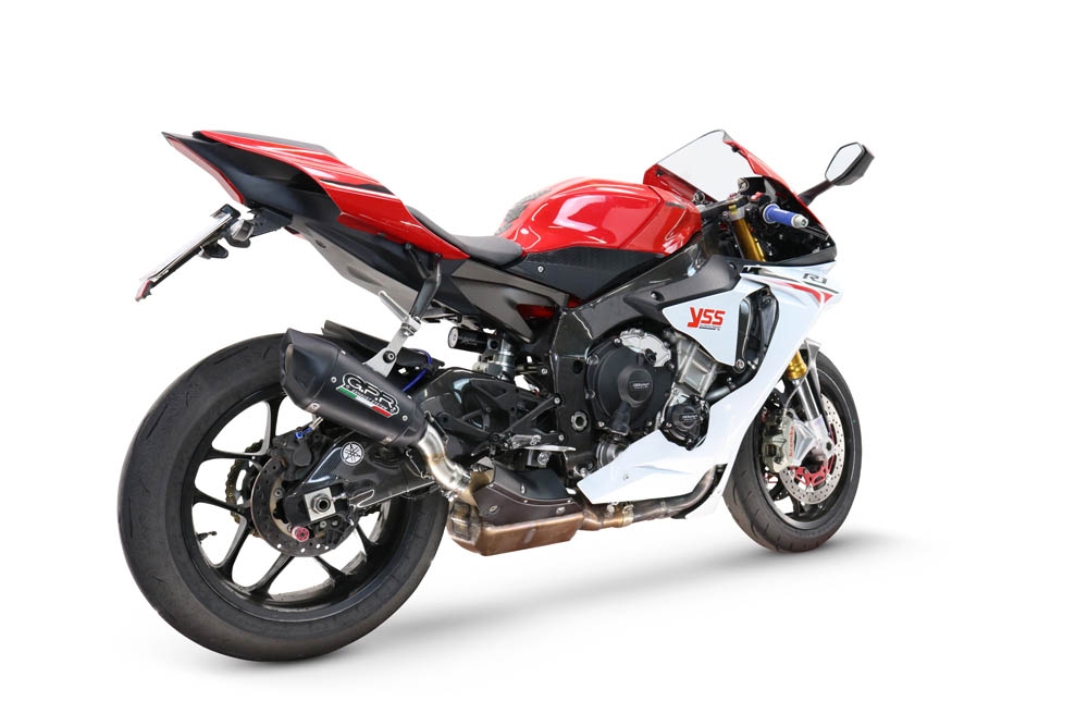 GPR auspuff kompatibel mit  Yamaha Yzf R1-R1-M 2020-2025, GP-Revo Black Titanium, Zugelassener legaler Slip-On-Auspuff mit Abe, einschließlich abnehmbarem DB-Killer und Verbindungsrohr 