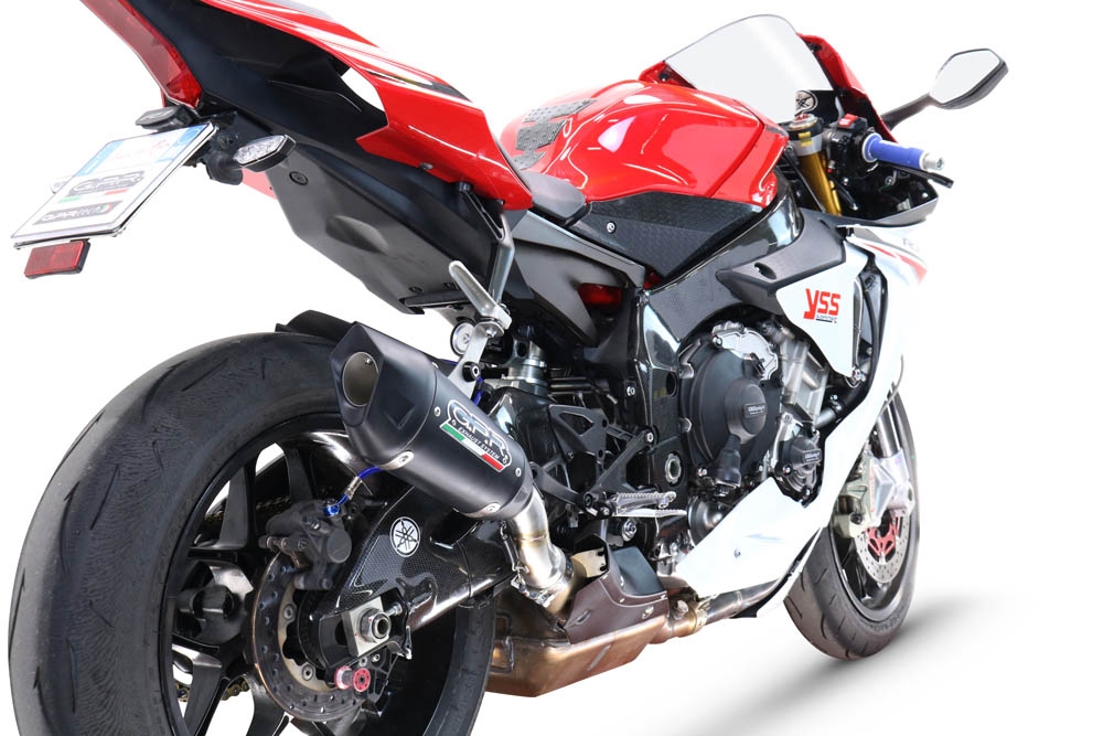 GPR auspuff kompatibel mit  Yamaha Yzf R1-R1-M 2020-2025, GP-Revo Black Titanium, Zugelassener legaler Slip-On-Auspuff mit Abe, einschließlich abnehmbarem DB-Killer und Verbindungsrohr 