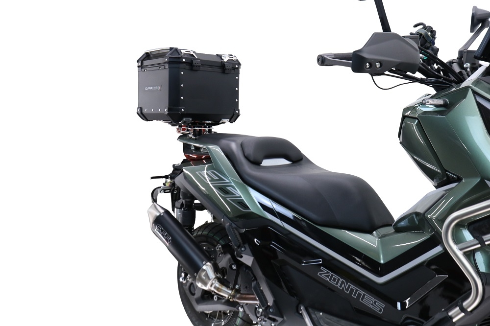 GPR TECH Zontes 368 G 2025/2026 Topcase aus Aluminium, Inklusive Stahlplatte und Aluminium-Dachträger Kapazität Liter 35