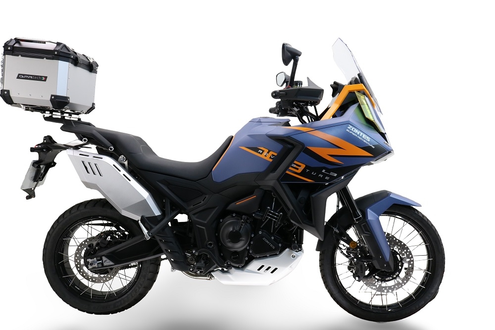 GPR TECH Zontes 703 F 2025/2026 Topcase aus Aluminium, silberfarben mit spezifischer Platte inklusive Kapazität Liter 45
