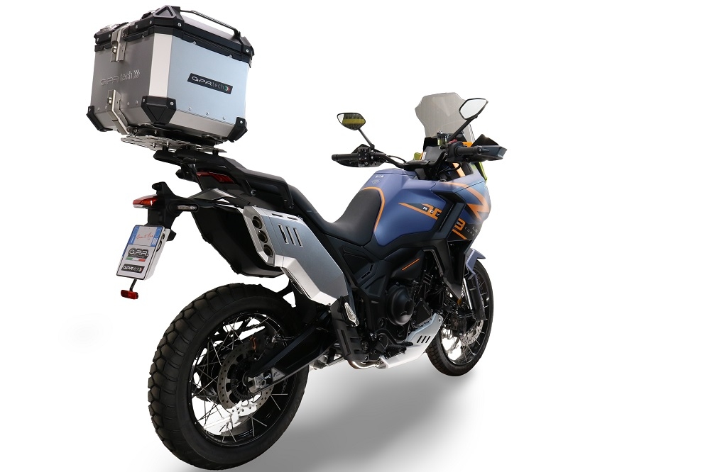 GPR TECH Zontes 703 F 2025/2026 Topcase aus Aluminium, silberfarben mit spezifischer Platte inklusive Kapazität Liter 35