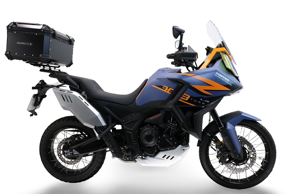 GPR TECH Zontes 703 F 2025/2026 Topcase aus Aluminium, schwarze Farbe mit spezifischer Platte enthalten Kapazität Liter 55